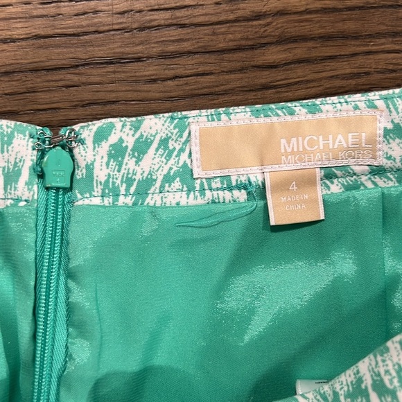 Michael Kors Mini Skirt 4 Vtg Colorblock Animal Print Green Pencil Office 90's - Picture 5 of 7